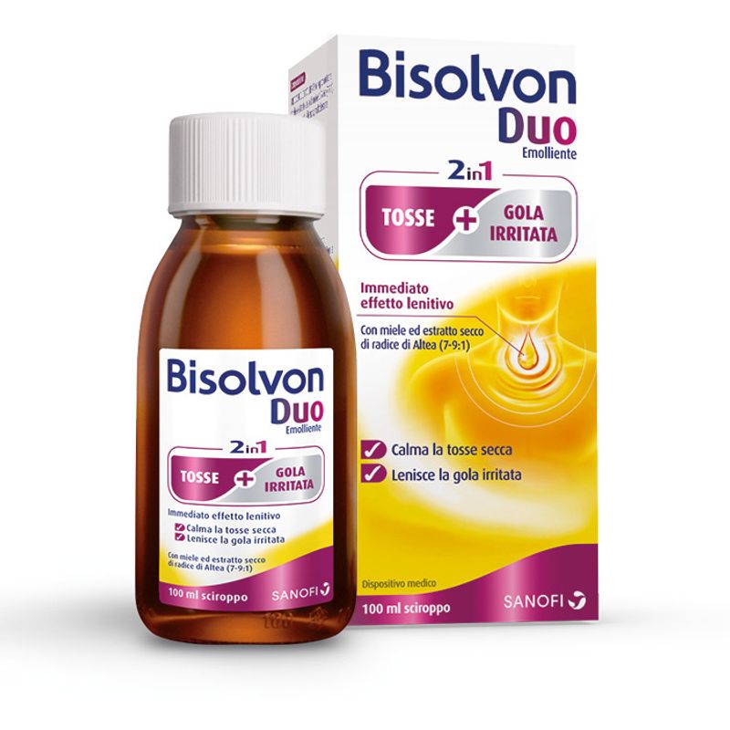 Image of Bisolvon Duo Emolliente Sciroppo Contro Tosse E Gola Irritata 100 ml