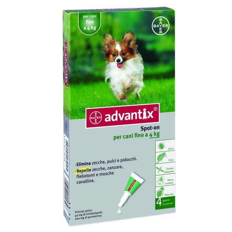 Advantix Spot-on per cani fino a 4kg 4 pipette (4 x 0,4ml)