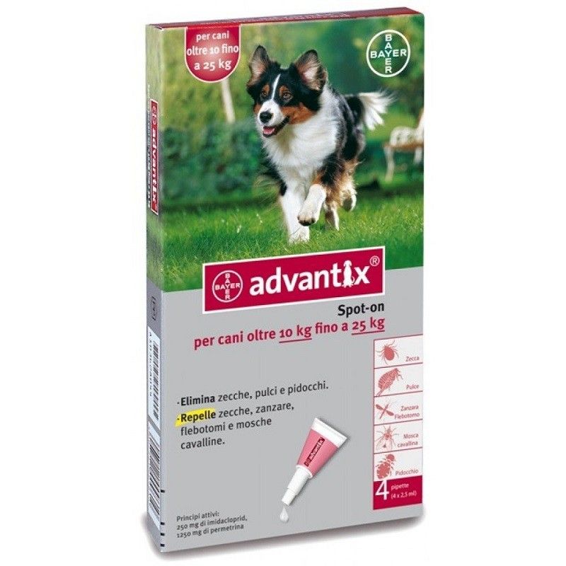 Advantix Spot-on per cani da 10 a 25kg 4 pipette (4 x 2,5ml)
