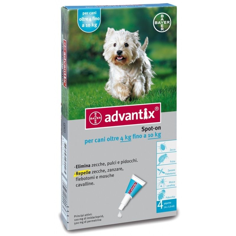 Advantix Spot-on per cani da 4 a 10kg 4 pipette (4 x 1,0ml)