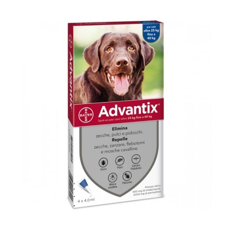Advantix Spot-on per cani dai 25 kg ai 40 kg 4 pipette (4 x 4 ml)