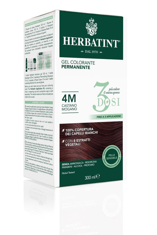 Image of Herbatint Tinta per Capelli Gel Colorante Permanente 3Dosi 4M Castagno Mogano 300ml