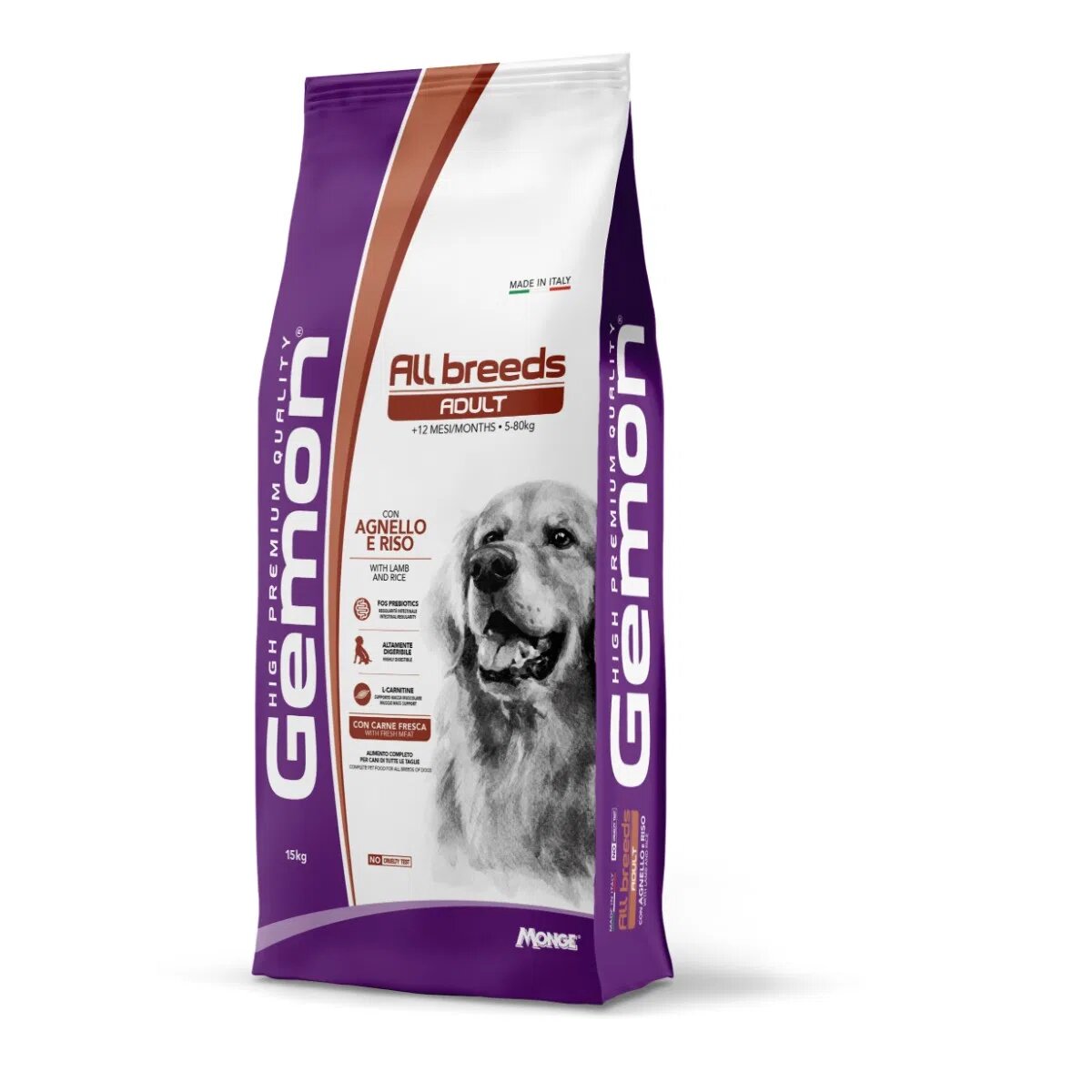 Gemon All Breeds Agnello E Riso Cibo Secco Cani Adulti Sacco 15 Kg-4
