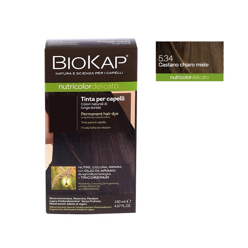 Biosline Biokap Nutricolor Delicato 5.34 tinta per capelli colore Castano Chiaro Miele 140ml