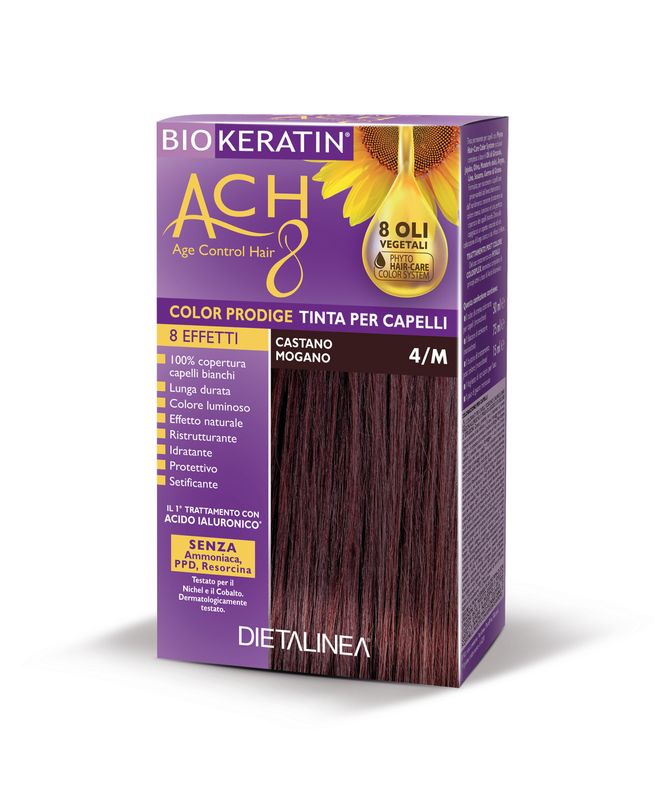 Dietalinea biokeratin ach8 tinta per capelli 4/m castano mogano