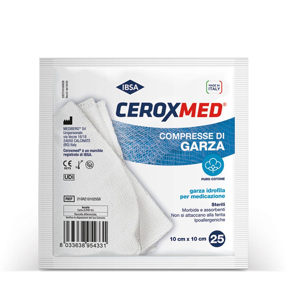 Ceroxmed compresse di garza sterili 10x10cm 25 pezzi