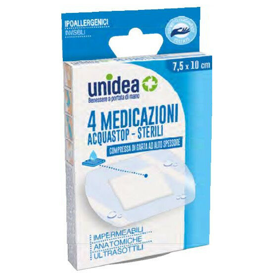 Unidea 4 Medicazioni AcquaStop e Sterili 7,5 x10cm