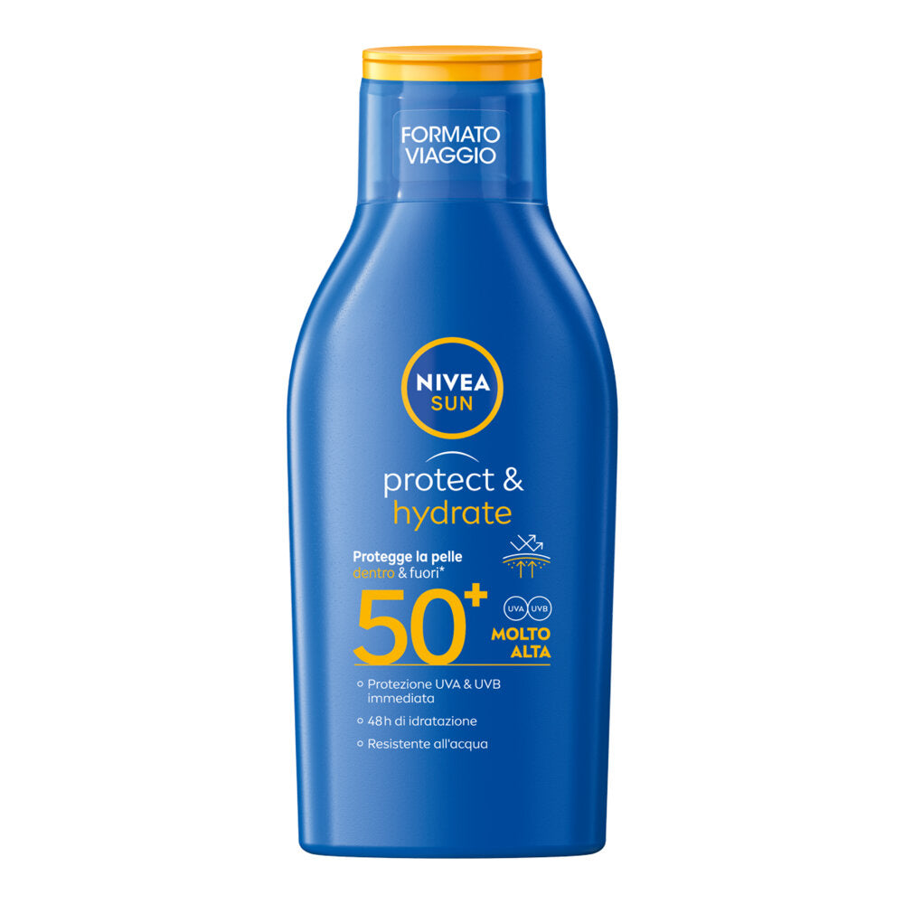 Nivea Sun Latte Solare Protect & Hydrate Fp50+ Crema Solare Idratante in Formato Viaggio 100ml