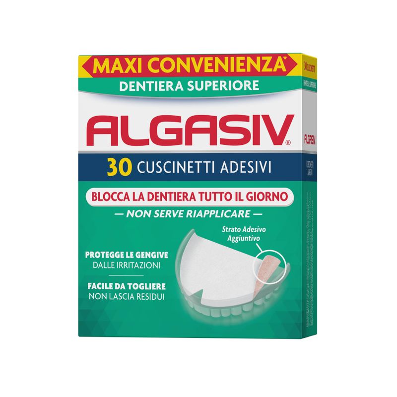 Algasiv Cuscinetti Adesivi Dentiera Forte Tenuta 30 Pezzi
