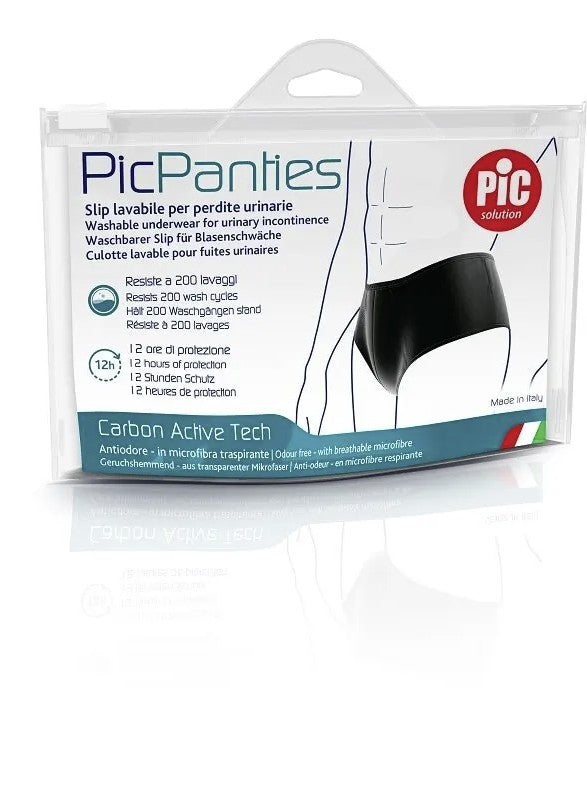 PicPanties Slip Lavabile per Perdite Urinarie Uomo Livello 2 Nero Taglia XL