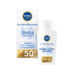 Nivea Sun Crema Viso Solare Triple Protection Fp50+ Fluido Ultra Leggero 40ml