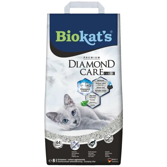 Biokat's Diamond Care Classic Lettiera Con Carbone Attivo Naturale Per Gatti 8L