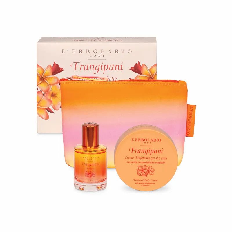 Image of L'Erbolario Beauty Pochette Dolci Attimi Frangipani profumo 30ml + crema corpo 75ml + pochette