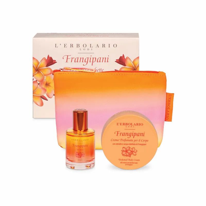 Image of L'Erbolario Beauty Pochette Dolci Attimi Frangipani profumo 30ml + crema corpo 75ml + pochette