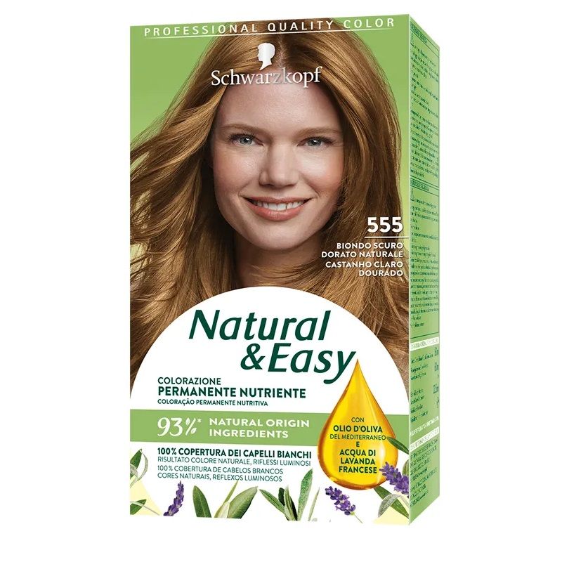 Image of Schwarzkopf Natural & Easy colorazione permanente nutriente 555 Biondo Scuro Dorato Naturale