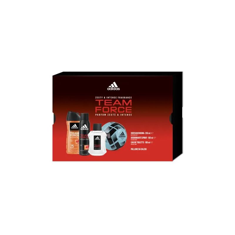 Adidas Cofanetto Team Force Edt 100ml + Bagnoschiuma 250ml + Deo Spray 150ml + Mini Pallone