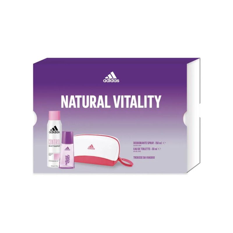 Adidas Cofanetto Natural Vitality Edt 30ml + Deo Spray 150ml + Pochette