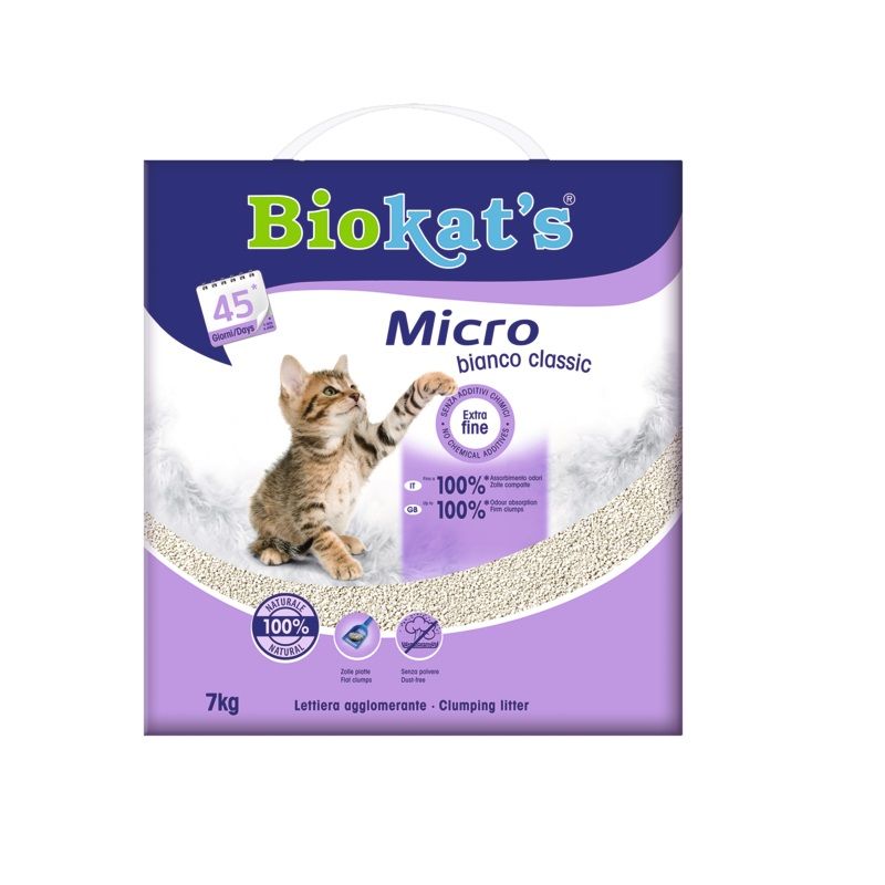 Image of Biokat's Micro Bianco Classic lettiera in argilla naturale per gatti 7kg