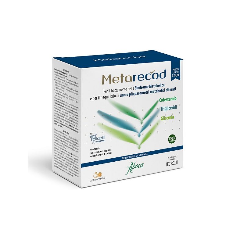 Aboca Metarecod 40 bustine granulari monodose gusto Pesca e Arancia