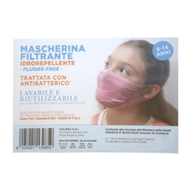 Colipra Mascherina Filtrante Idrorepellente Lavabile 6-14 Anni Bambina colore rosa 1 pezzo