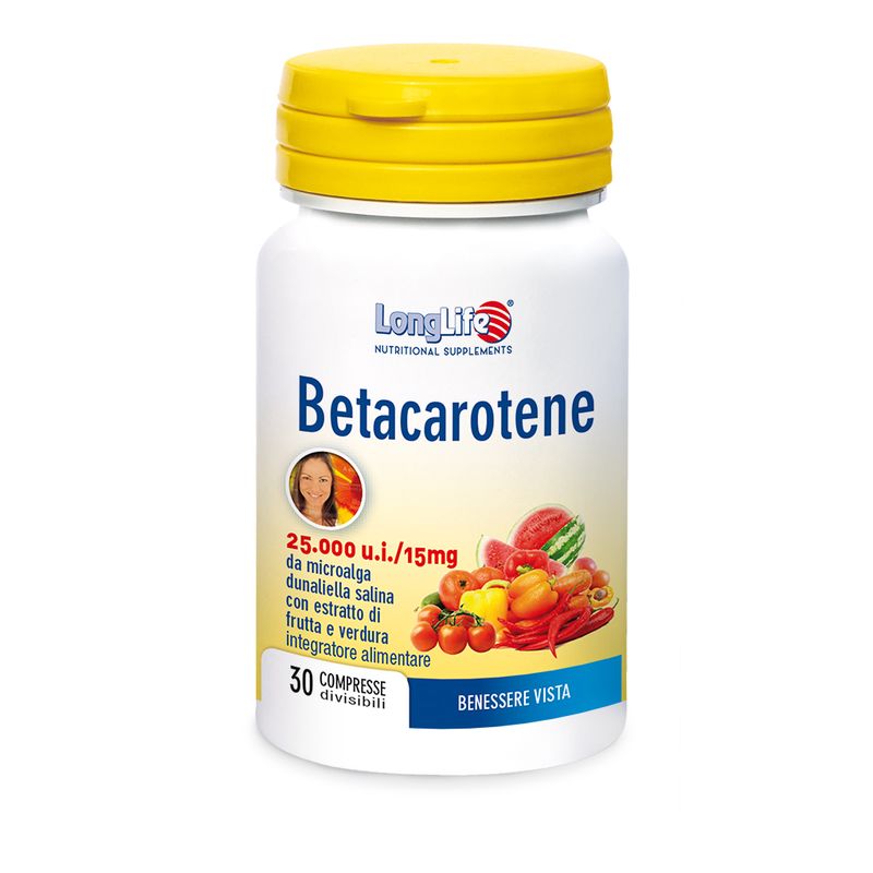 Image of Longlife Betacarotene 25.000 U.I. per il benessere della vista e della pelle 30 compresse