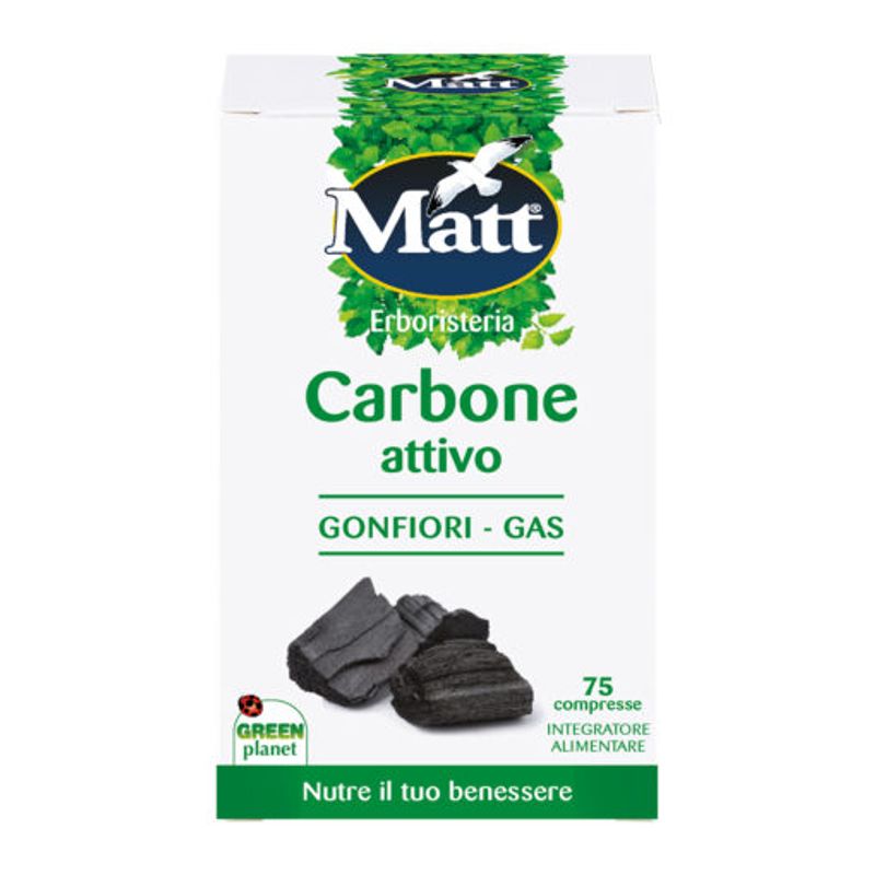 Image of Matt Carbone Attivo per contrastare gonfiori e gas 75 compresse
