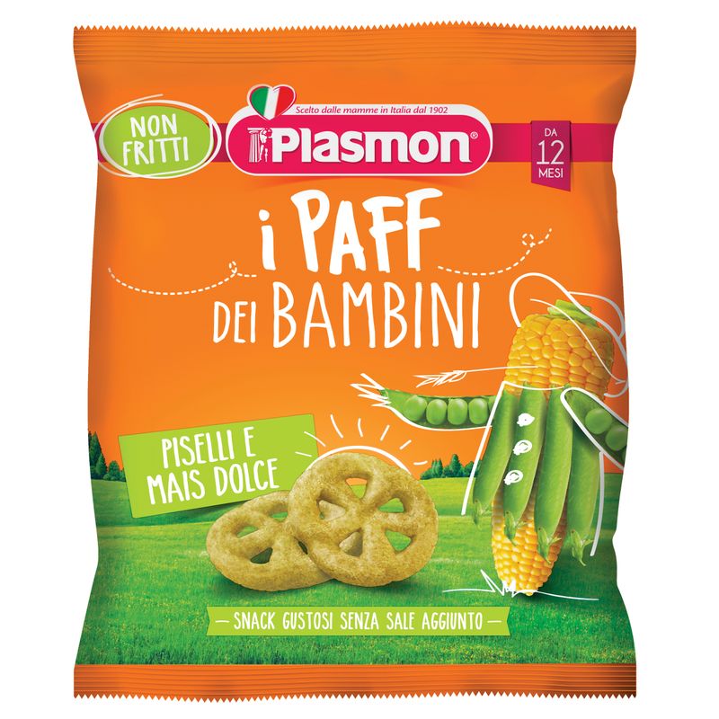 Image of Plasmon i Paff dei Bambini gusto piselli e mais dolce 15g