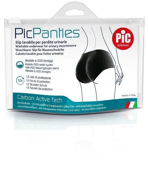 PicPanties Slip Lavabile per Perdite Urinarie Donna Livello 1 Nero Taglia M